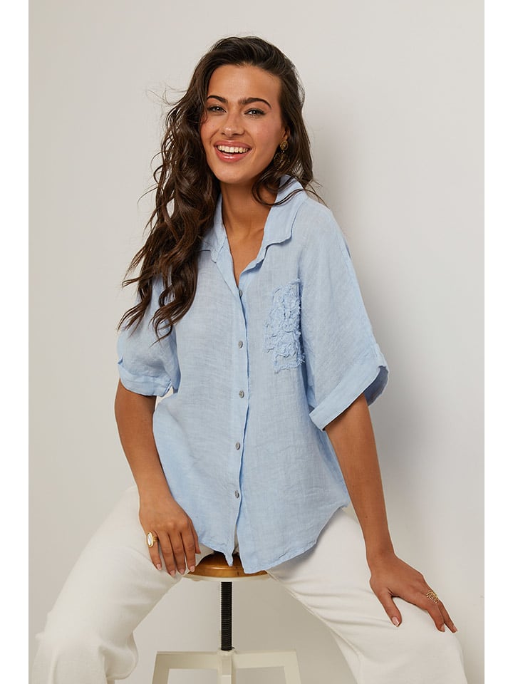 Le Monde du Lin Lniana bluzka w kolorze błękitnym rozmiar: 34/36