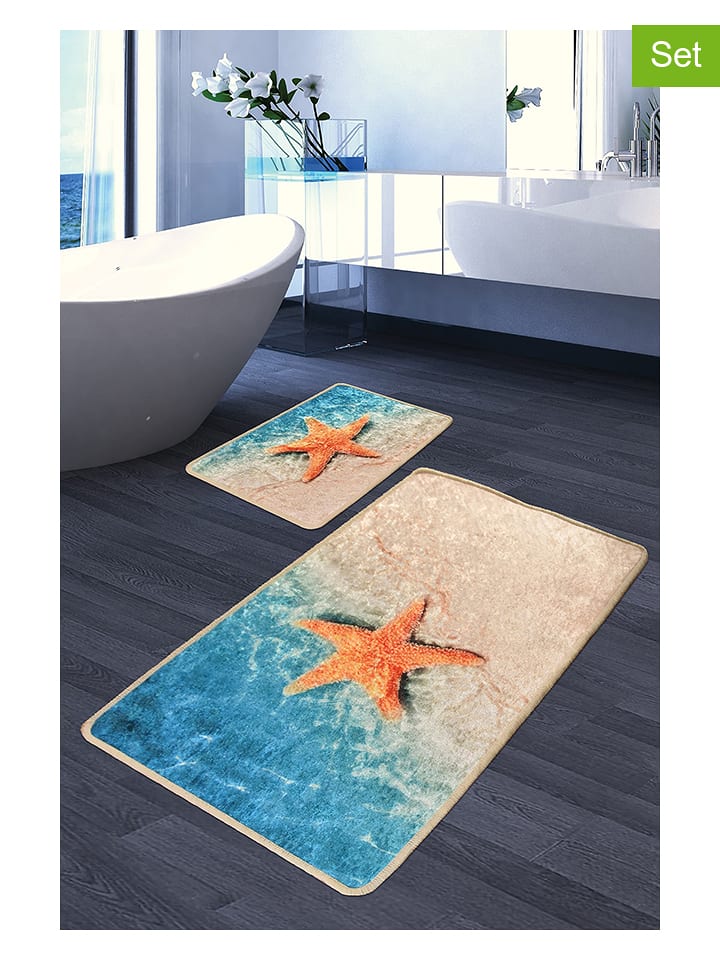 Elizabed Dywaniki łazienkowe (2 szt.) "Stella" w kolorze błękitno-beżowym rozmiar: onesize