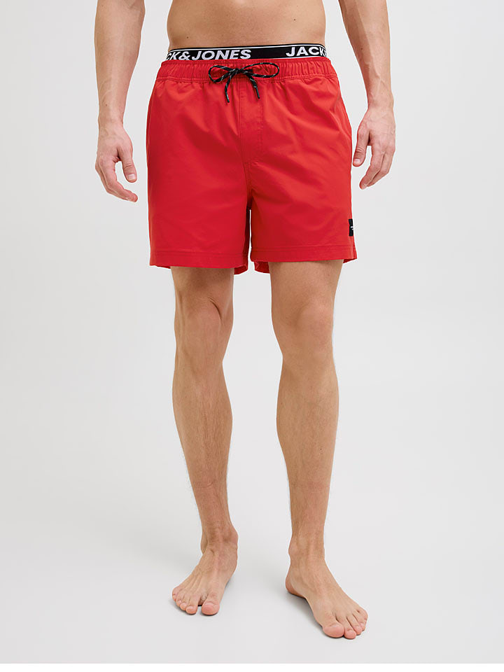 Jack & Jones Szorty kąpielowe "Maui" w kolorze czerwonym rozmiar: M