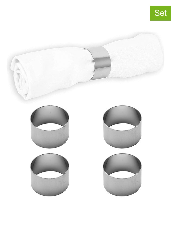 Echtwerk Obręcze (4 szt.) "Rund" w kolorze srebrnym do serwetek - Ø 4 cm rozmiar: onesize