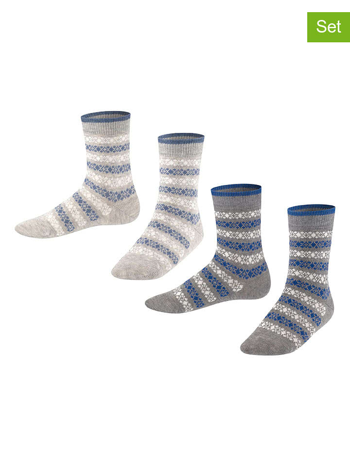 ESPRIT Skarpety (2 pary) "Geo Pattern" w kolorze szarym rozmiar: 27-30