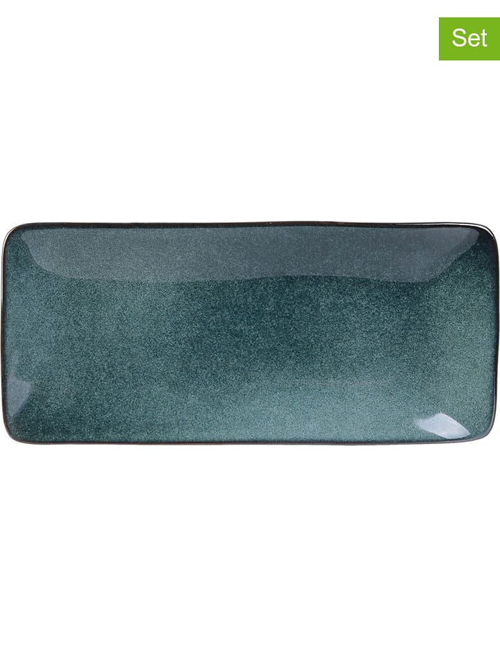 THE HOME DECO FACTORY Talerze (3 szt.) w kolorze niebieskim - 22 x 10 cm rozmiar: onesize