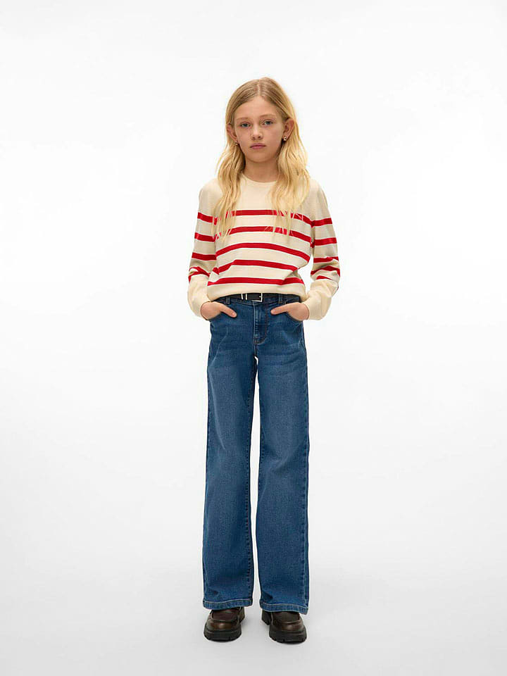 Vero Moda Girl Sweter "Saba" w kolorze kremowym rozmiar: 122/128