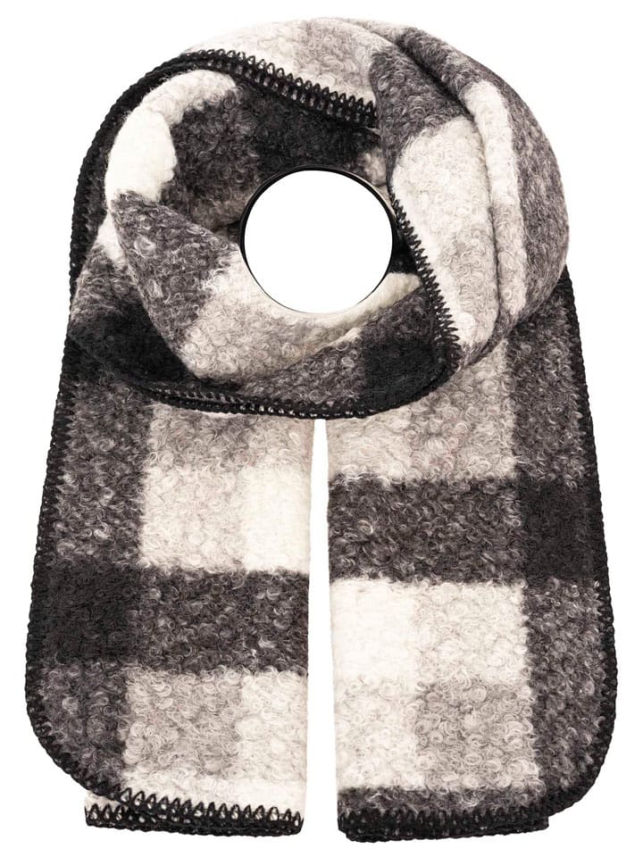 Zwillingsherz Szal "Karo & Teddy" w kolorze kremowo-czarnym rozmiar: onesize