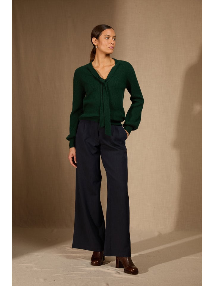 Perfect Cashmere Kaszmirowy sweter "Noty" w kolorze ciemnozielonym rozmiar: XXL