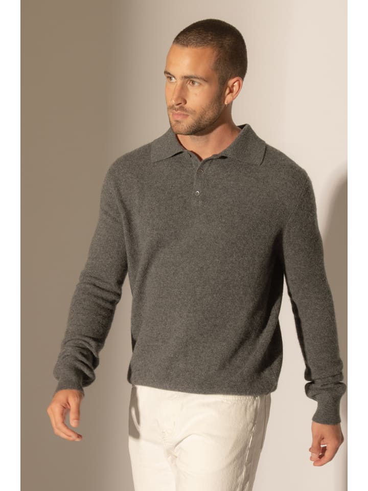 Perfect Cashmere Kaszmirowa koszulka polo "Spencer" w kolorze szarym rozmiar: XL