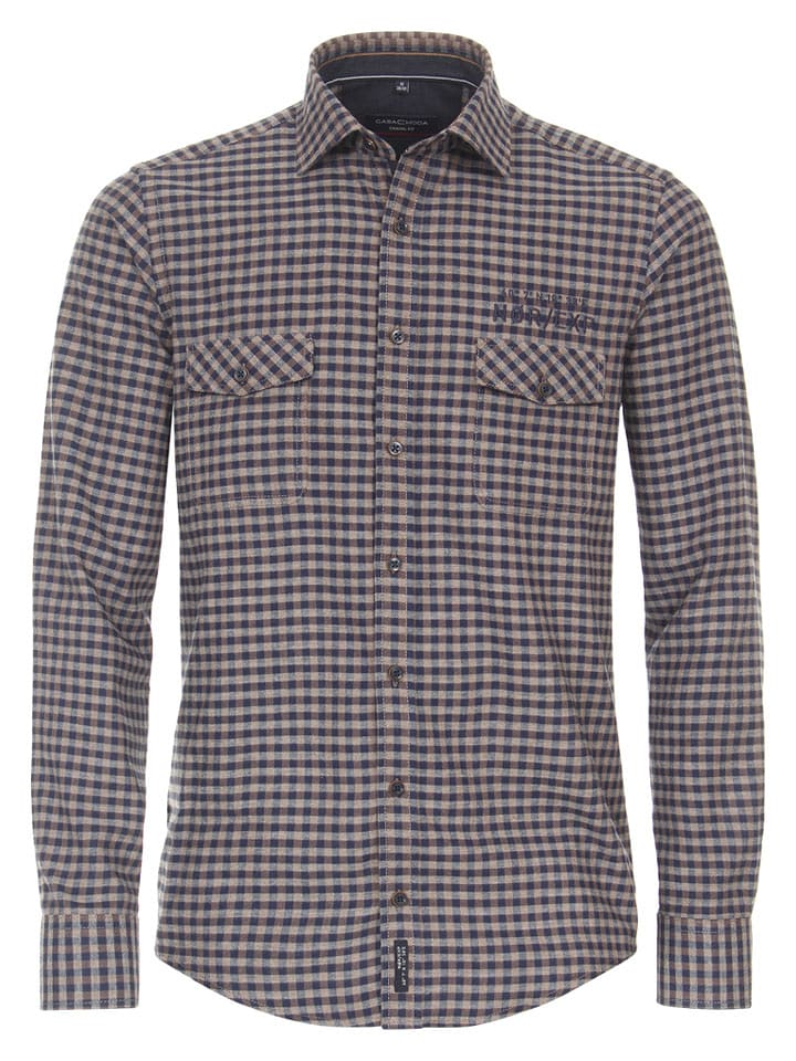 CASAMODA Koszula - Casual fit - w kolorze granatowo-jasnobrązowym rozmiar: 5XL