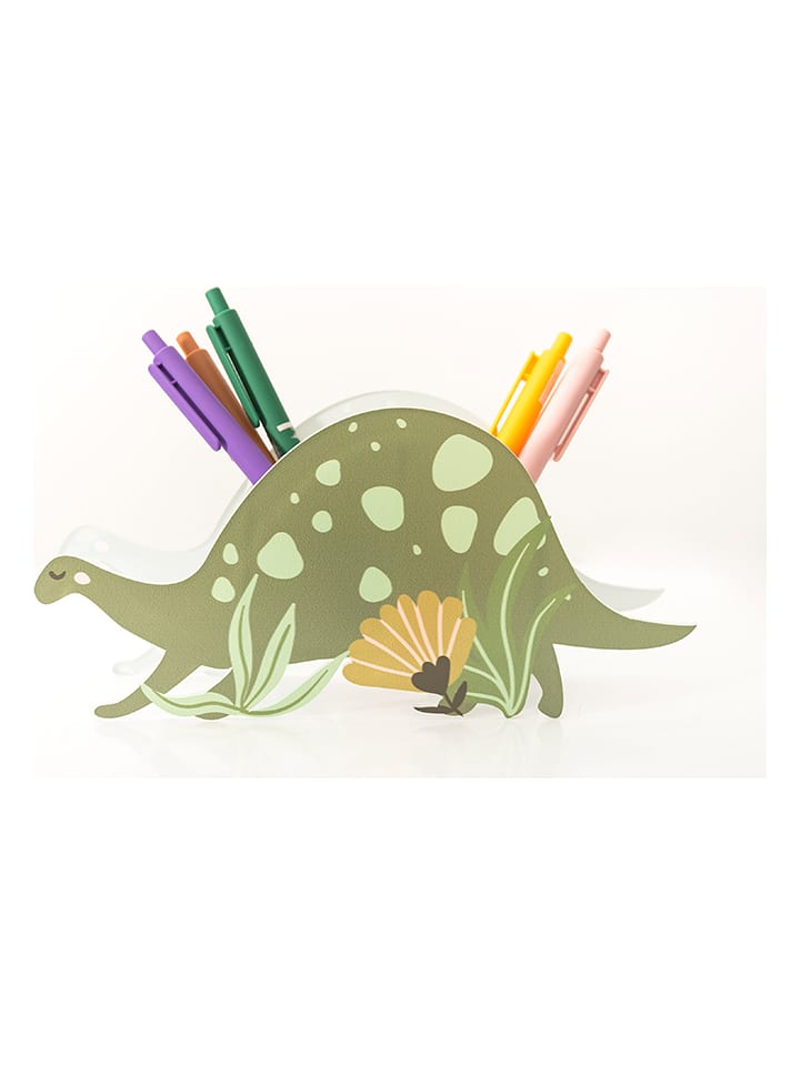 Folkifreckles Organizer "Dinosaur" w kolorze zielonym na kredki - 21 x 12 x 5,5 cm rozmiar: onesize