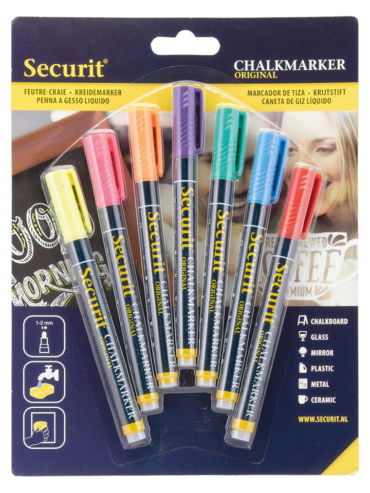 Securit Płynne markery kredowe (7 szt.) "Securit®" w różnych kolorach rozmiar: onesize