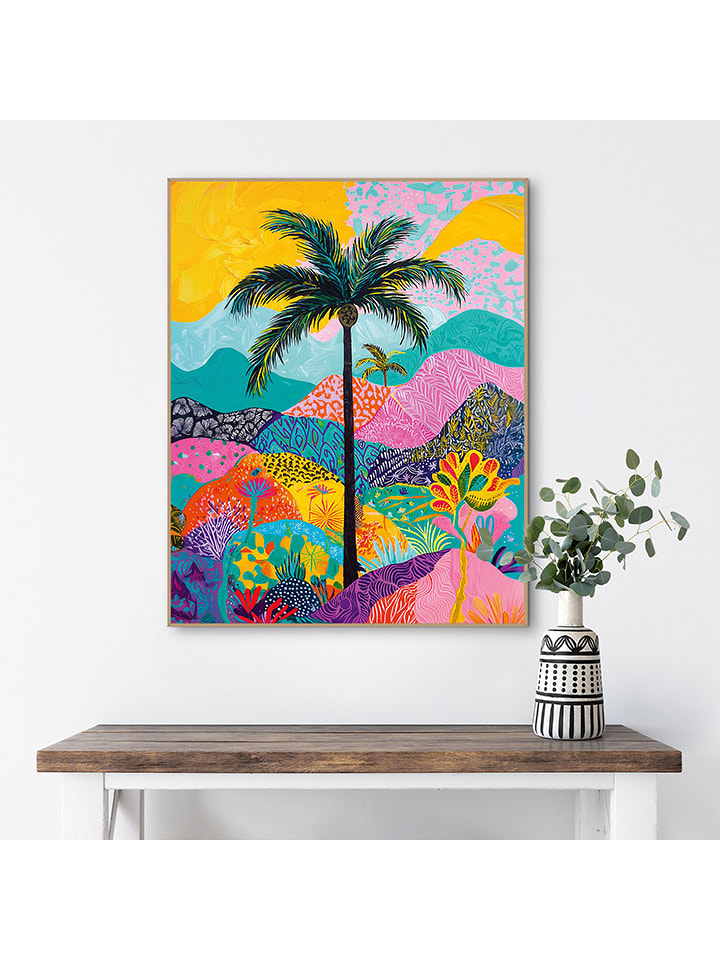 Orangewallz Druk artystyczny "Palm Layers" w ramce rozmiar: 40x50 cm