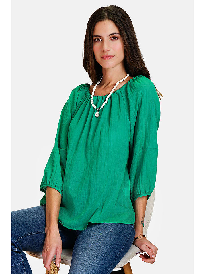 Le Jardin du Lin Lniana bluzka w kolorze zielonym rozmiar: 40