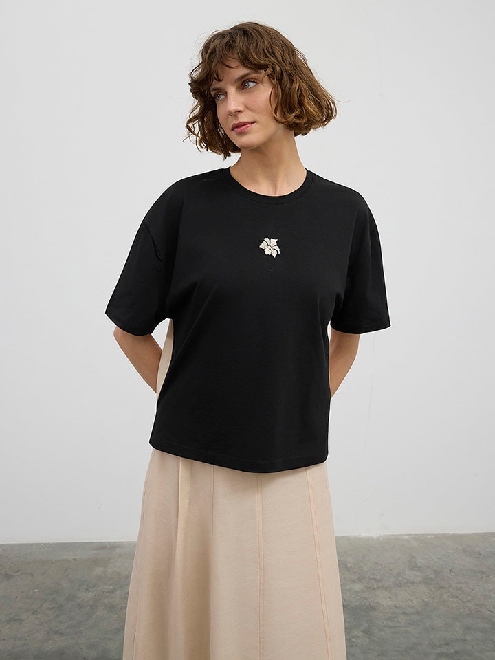 BGN Koszulka w kolorze czarno-beżowym rozmiar: 38