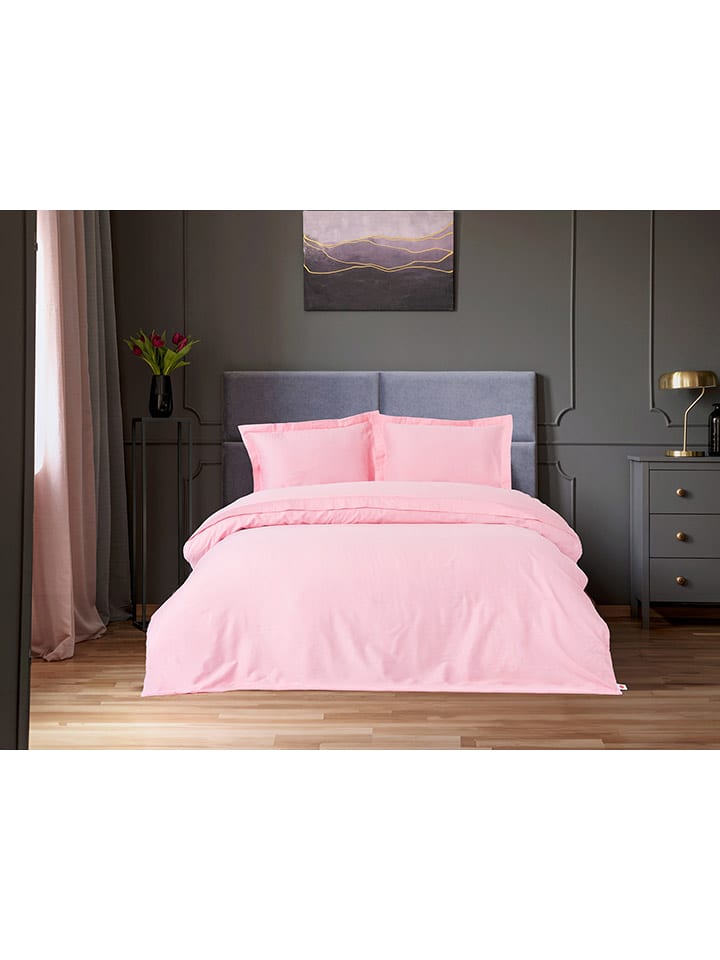 Colourful Cotton Komplet pościeli satynowej "Elegant" w kolorze jasnoróżowym rozmiar: 135x200 cm