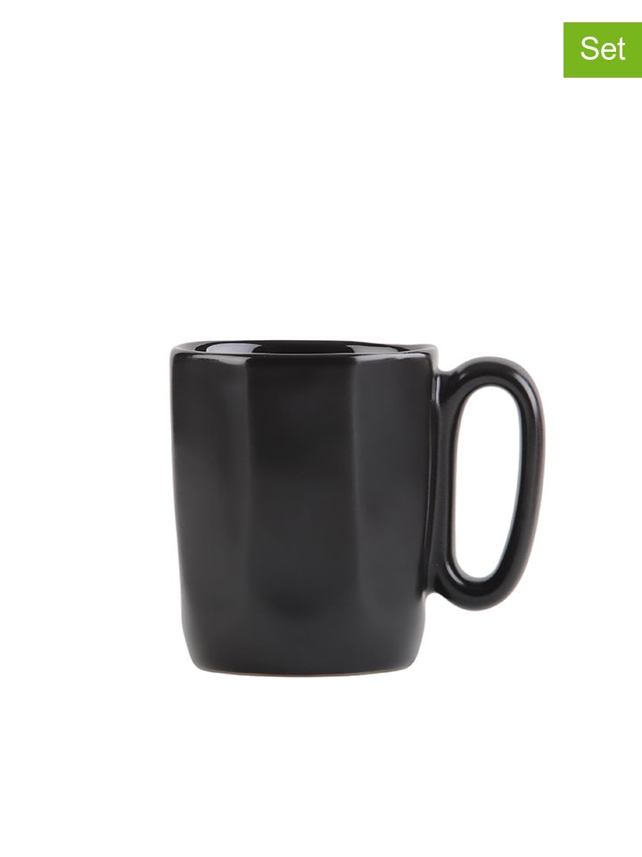 Vialli Design Filiżanki (2 szt.) "Fuori" w kolorze czarnym do espresso - 80 ml rozmiar: onesize