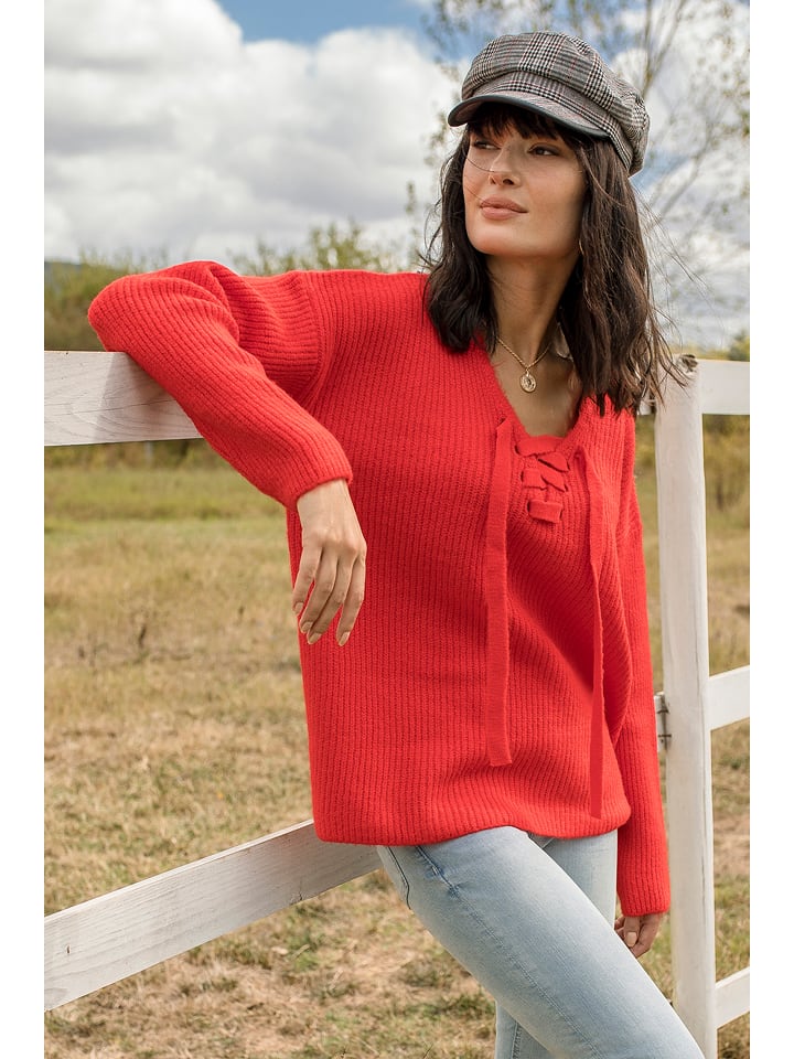 Milan Kiss Sweter w kolorze koralowym rozmiar: XL