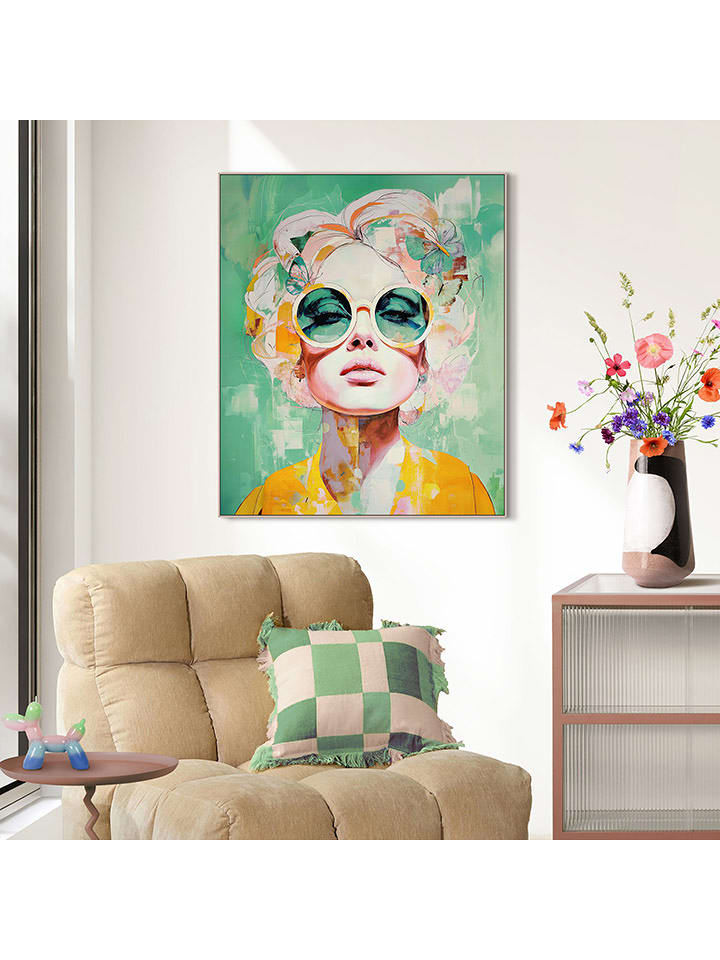Orangewallz Druk artystyczny "Portrait Lady - Green Spring" na płótnie w ramce rozmiar: 67x80 cm