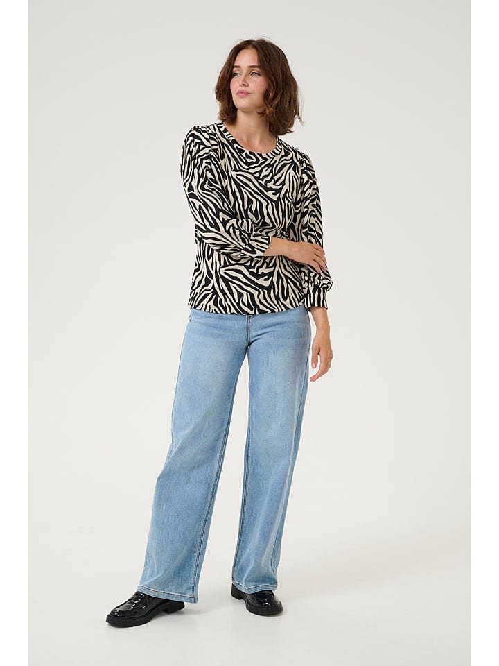 Kaffe Koszulka "Lvanna" w kolorze kremowo-czarnym rozmiar: XS