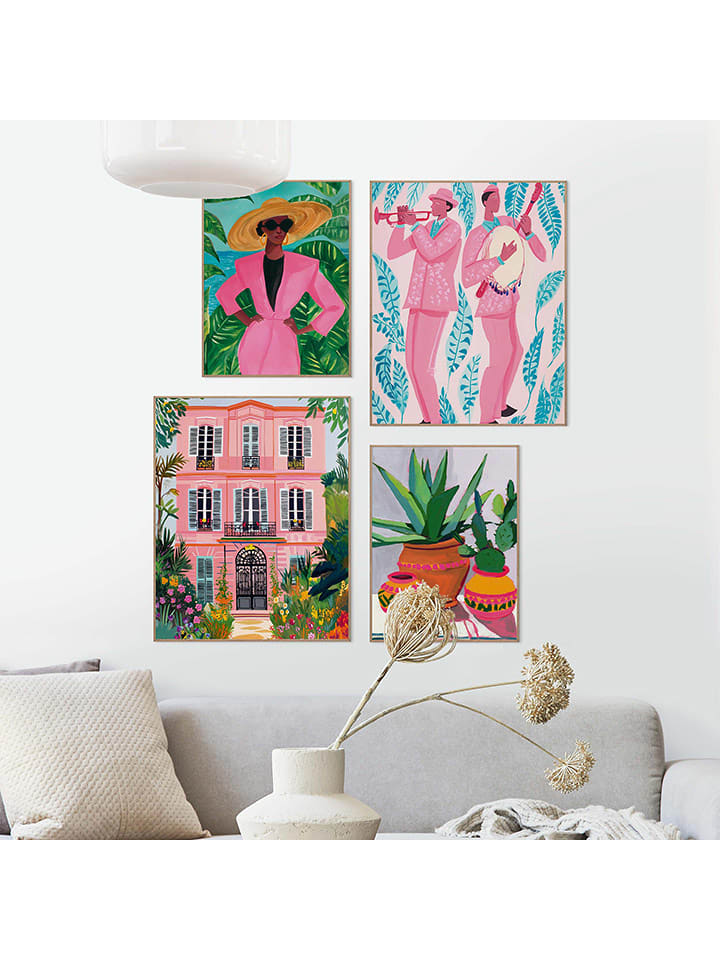 Orangewallz Druki artystyczne (4 szt.) w ramce rozmiar: 40x50 cm