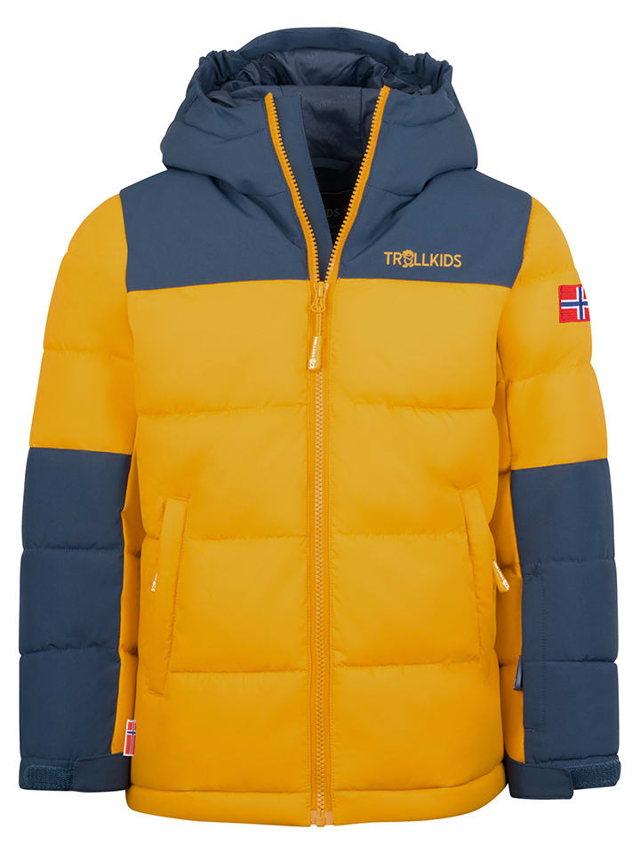 Trollkids Kurtka zimowa "Narvik" w kolorze żółto-granatowym rozmiar: 164