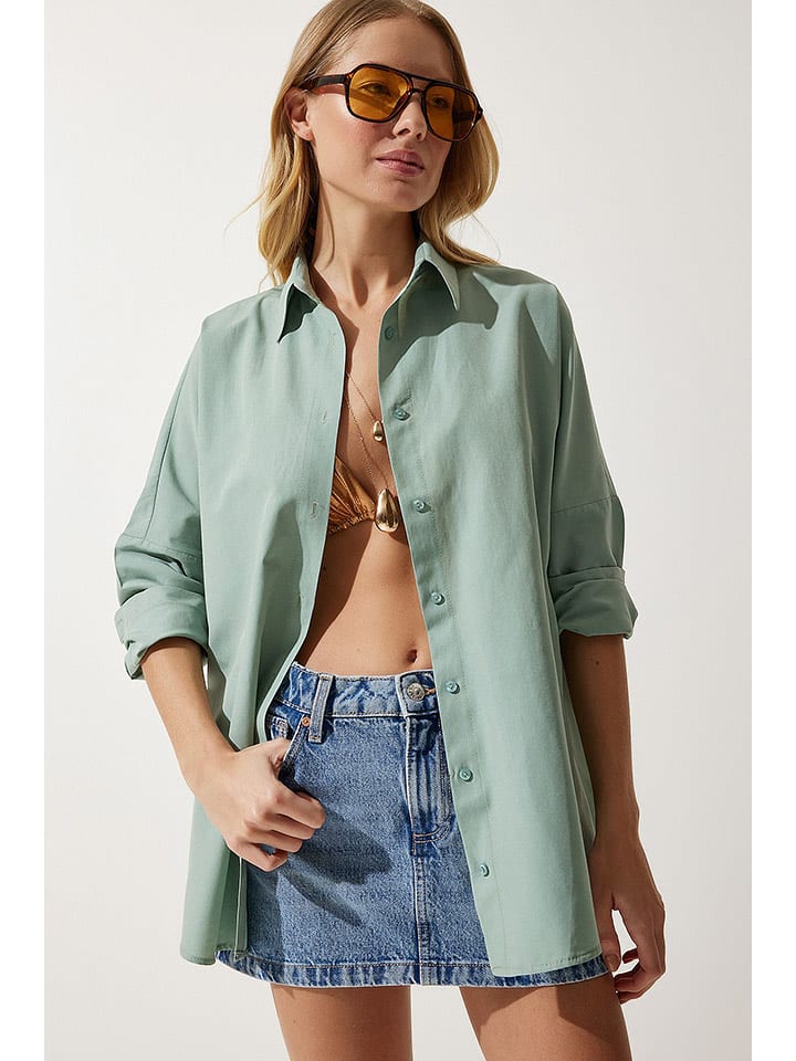 Happiness Istanbul Koszula w kolorze zielonym rozmiar: 38