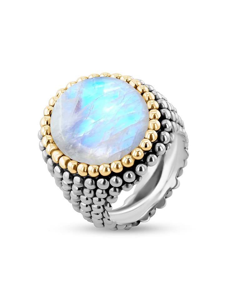 Nomad Pozłacany pierścionek z kamieniem księżycowym rozmiar: 60