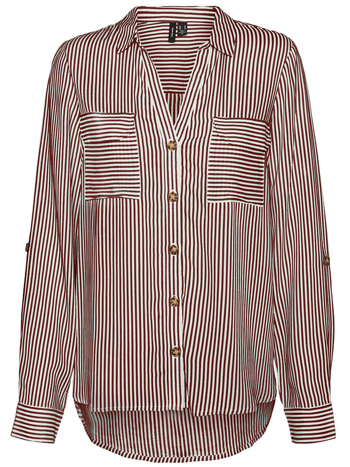 Vero Moda Koszula w kolorze brązowo-białym rozmiar: M