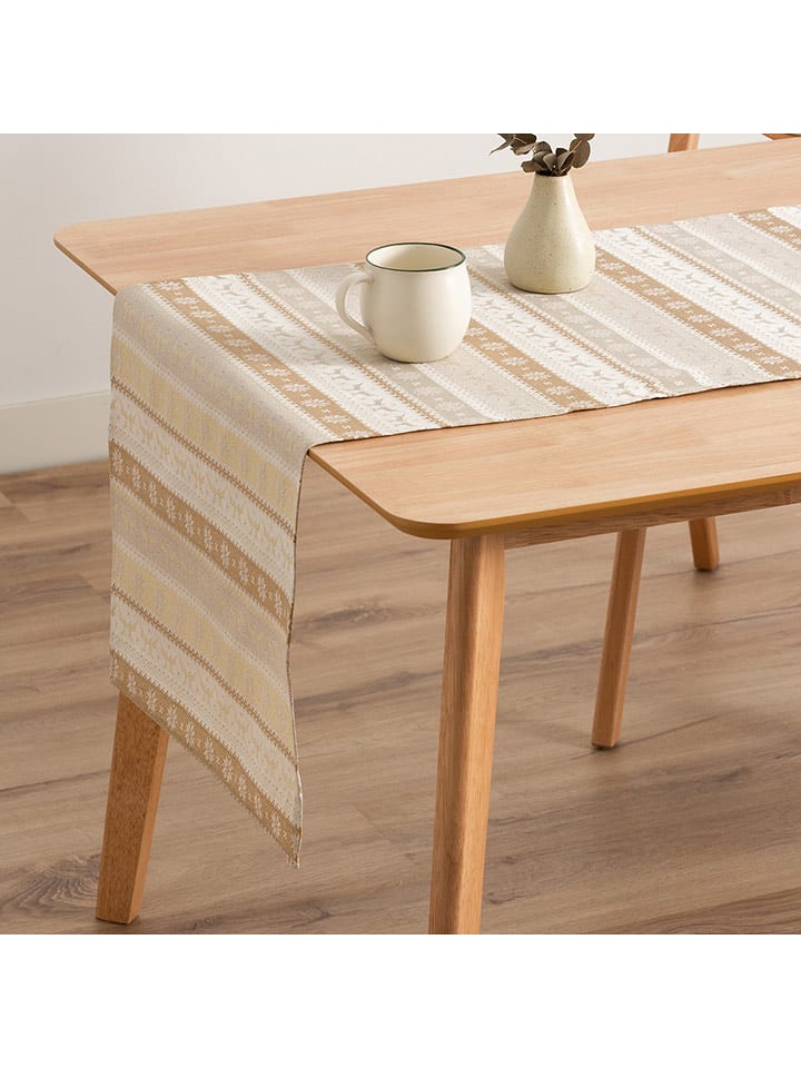 GAMUSI Bieżnik "Ribbon" w kolorze złoto-beżowym rozmiar: 45x135 cm