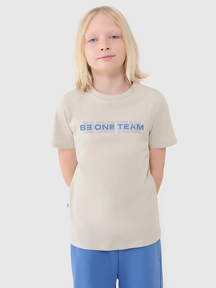 4F Koszulka w kolorze beżowo-niebieskim rozmiar: 164