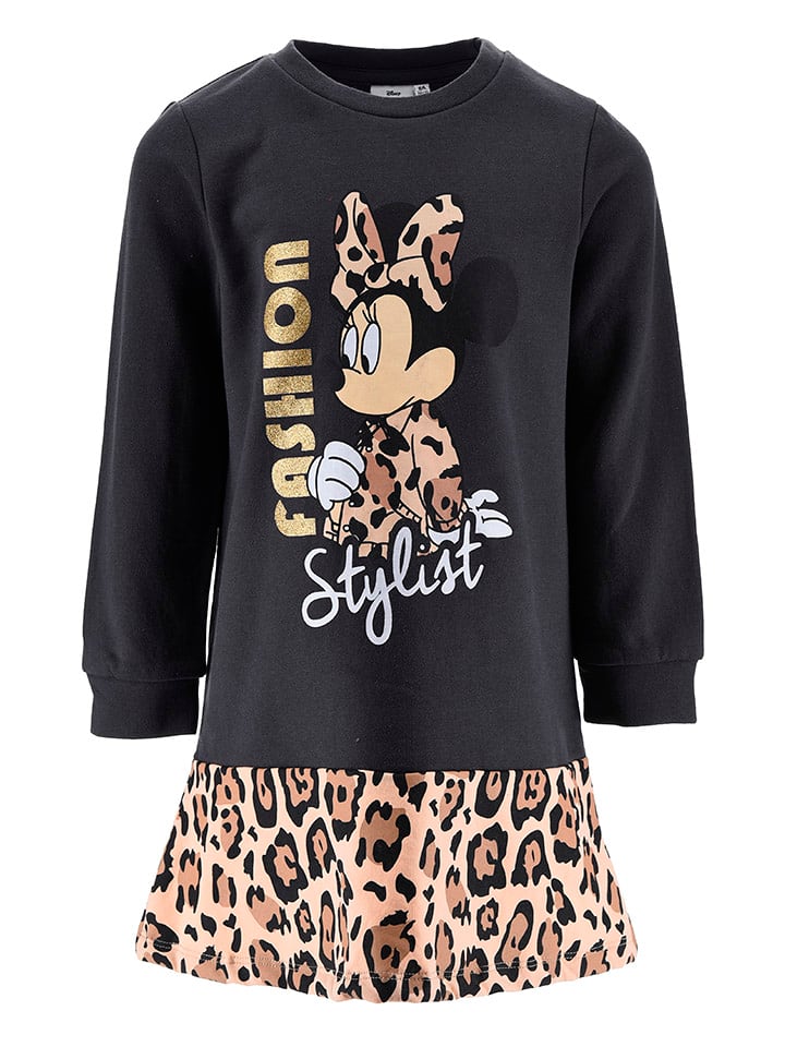 Disney Minnie Mouse Sukienka "Minnie" w kolorze beżowo-czarnym rozmiar: 116