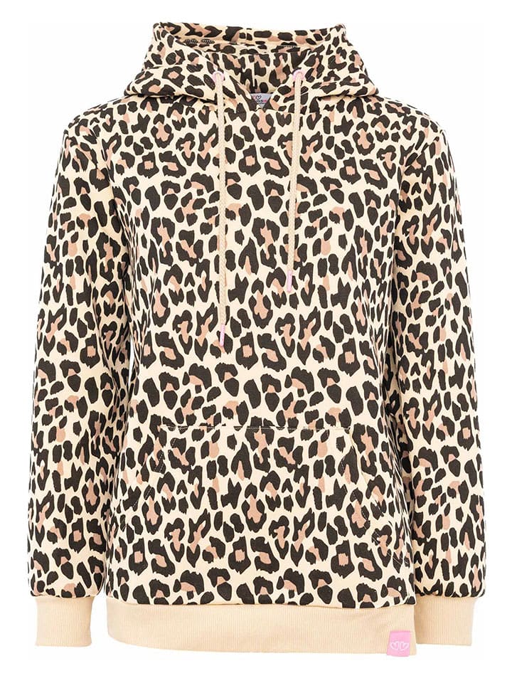 Zwillingsherz Bluza "Leo Allover" w kolorze beżowym rozmiar: L/XL