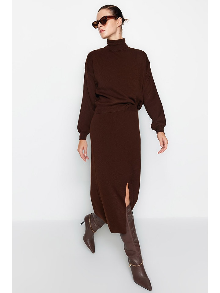 trendyol 2-częściowy zestaw w kolorze ciemnobrązowym rozmiar: S