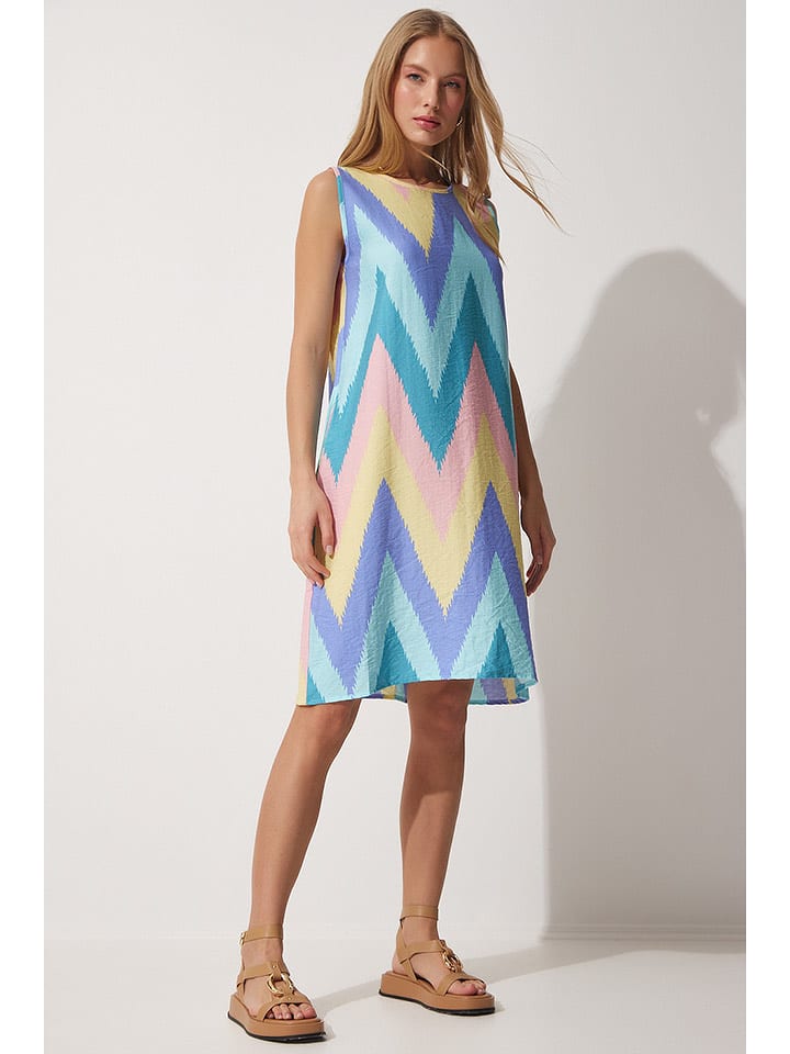 Happiness Istanbul Sukienka w kolorze błękitno-beżowym rozmiar: 36