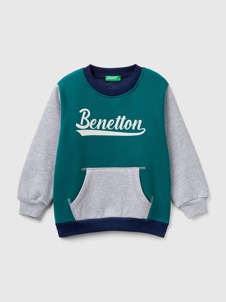 Benetton Bluza w kolorze szaro-zielono-granatowym rozmiar: 82