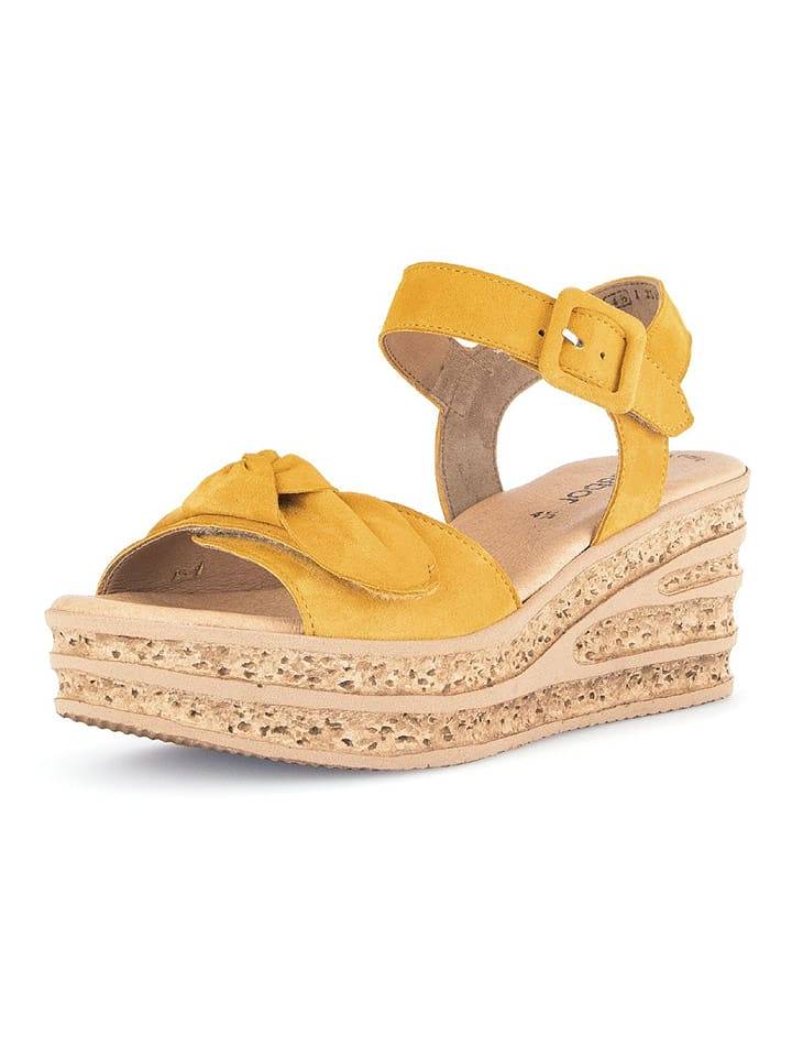 Gabor Skórzane sandały w kolorze żółtym rozmiar: 38,5