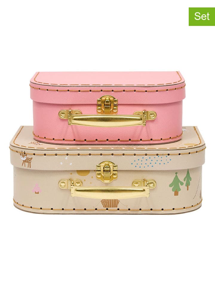 OYOY mini Kuferki (2 szt.) w kolorze jasnoróżowym i beżowym rozmiar: onesize