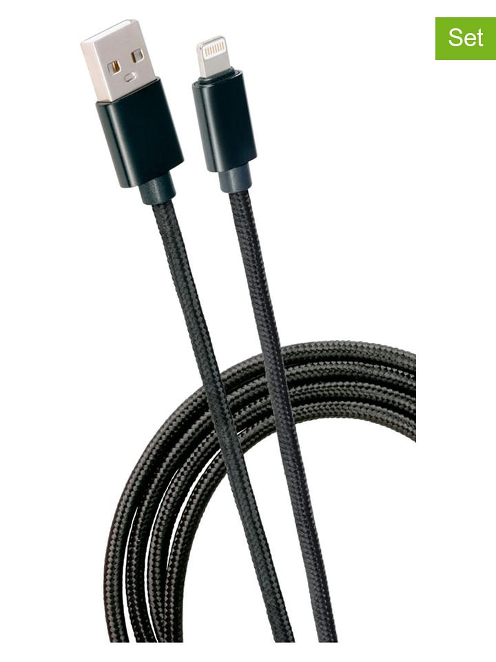GRUNDIG Kable USB-A do Lightning (2 szt.) w kolorze czarnym - dł. 200 cm rozmiar: onesize