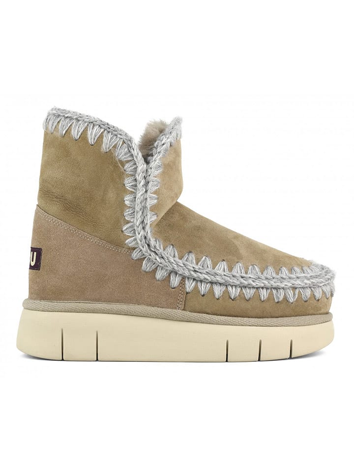 Mou Skórzane botki zimowe w kolorze beżowym rozmiar: 40