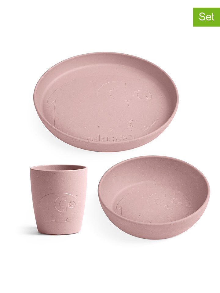 Sebra 3-częściowy zestaw naczyń w kolorze jasnoróżowym rozmiar: onesize