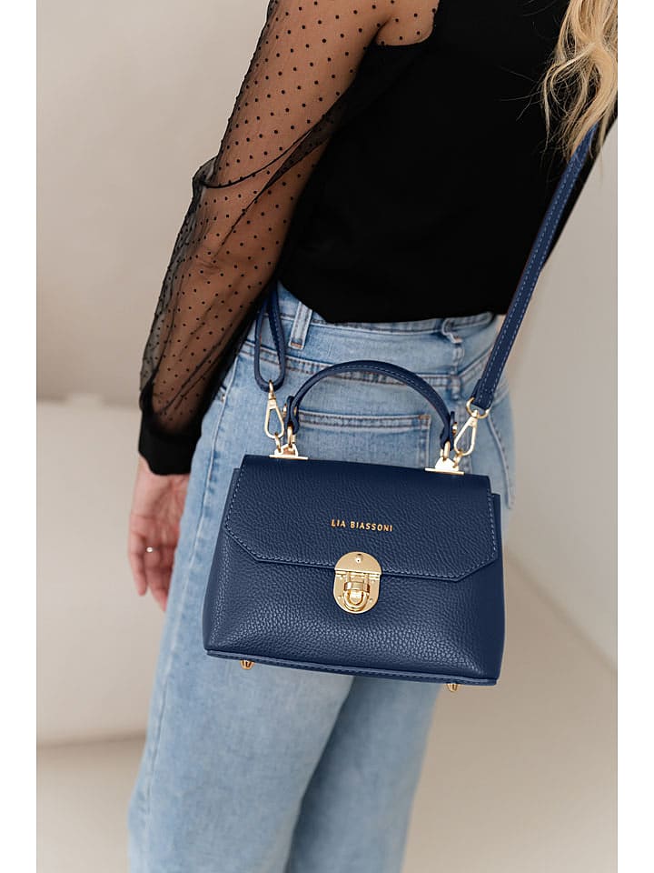 Lia Biassoni Skórzana torebka "Calopinace" w kolorze granatowym - 23 x 16 x 12 cm rozmiar: onesize