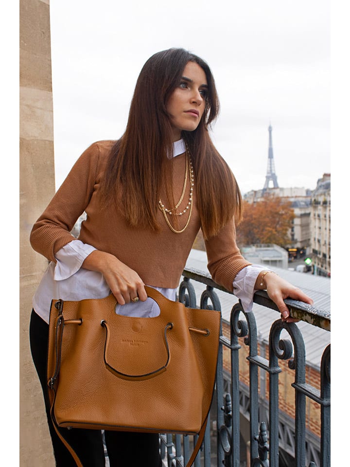 maison héritage PARIS Skórzana torebka "Prun" w kolorze jasnobrązowym - 41 x 26 x 16 cm rozmiar: onesize