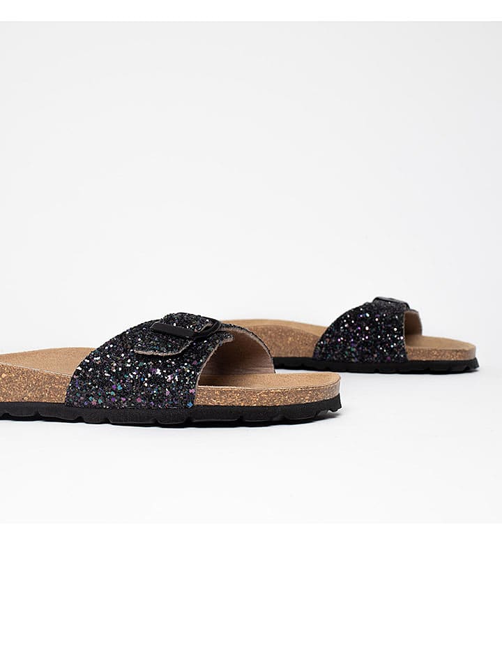 Bluebay Klapki "Anthemis" w kolorze czarnym ze wzorem rozmiar: 39