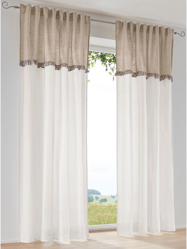 heine home Firanka dekoracyjna w kolorze beżowo-kremowym rozmiar: 245x135 cm