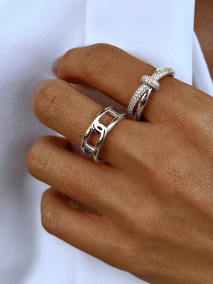 Eclat d'Argent Srebrny pierścionek z cyrkoniami rozmiar: 58