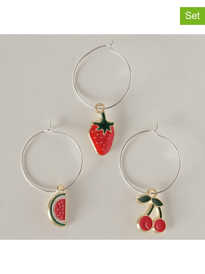 Boltze Znaczniki (3 szt.) "Layla" w kolorze czerwono-zielonym do szklanek rozmiar: onesize