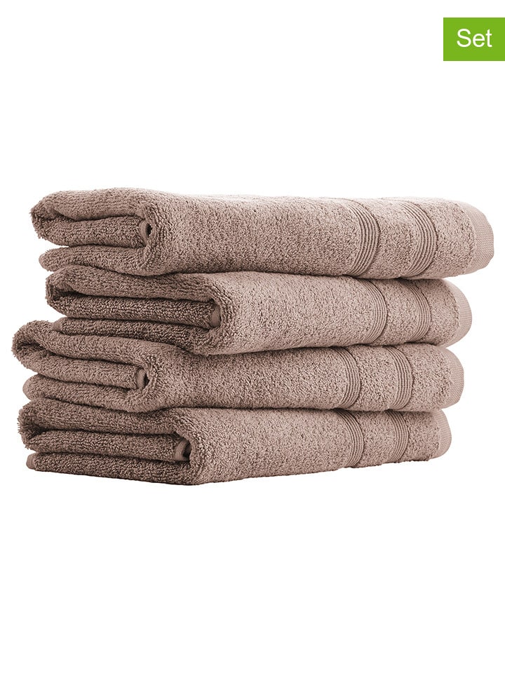 UNCOVER BY SCHIESSER Ręczniki (4 szt.) "Brooklyn" w kolorze szarobrązowym do rąk rozmiar: 50x100 cm