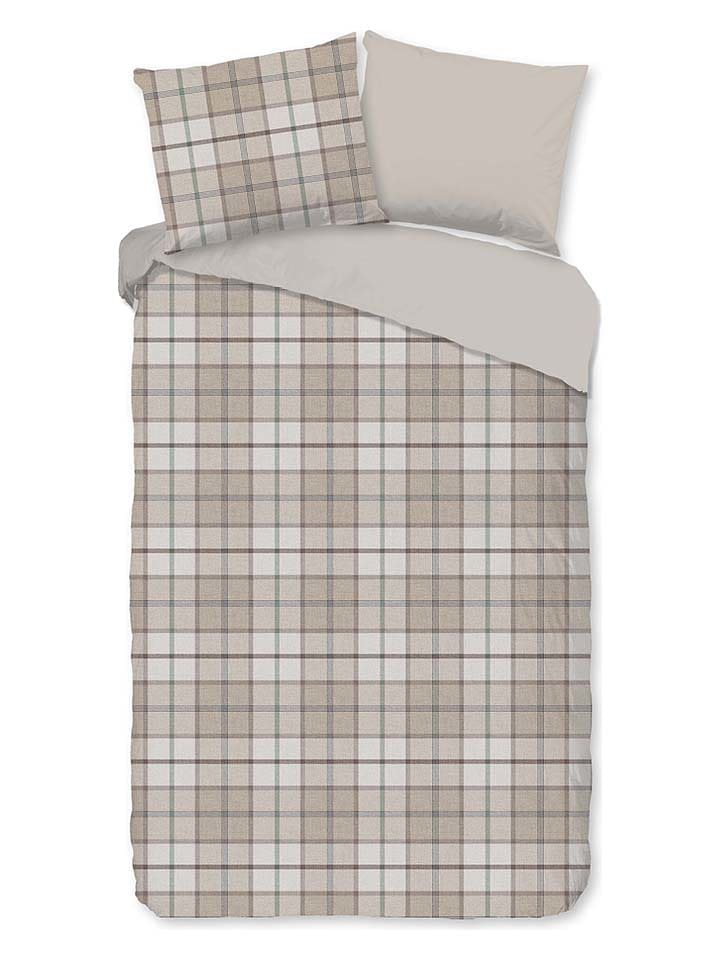 Good Morning Komplet pościeli flanelowej "Bernardus" w kolorze beżowym rozmiar: 155x220 cm