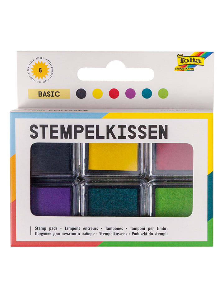 folia PAPER Poduszeczki (6 szt.) "Basic" w różnych kolorach do tuszu rozmiar: onesize
