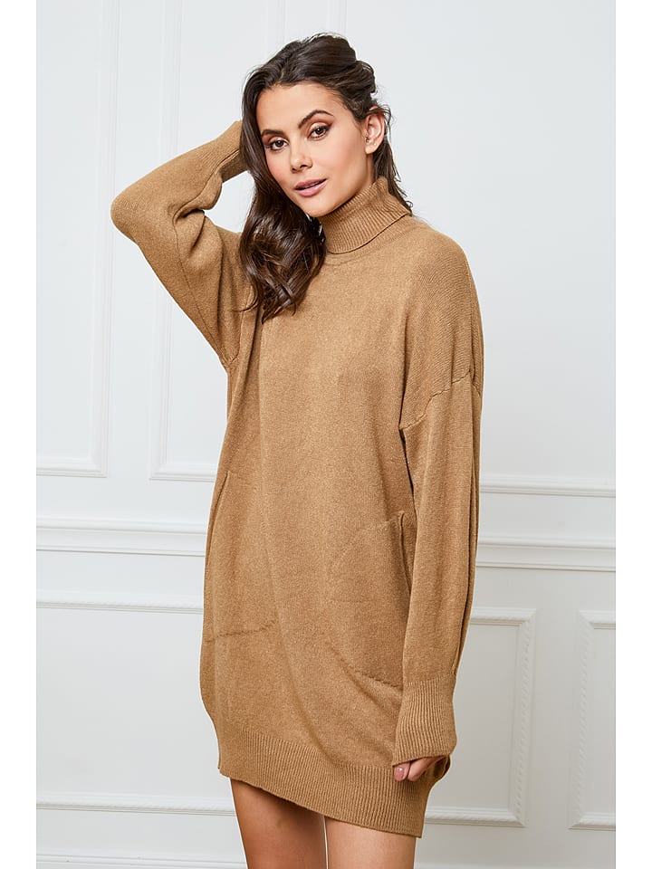 Joséfine Sukienka dzianinowa "Halof" w kolorze beżowym rozmiar: S