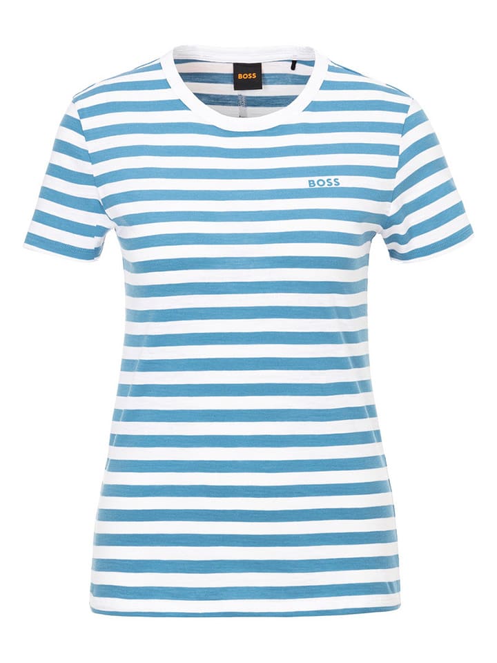 BOSS Orange Koszulka w kolorze biało-niebieskim rozmiar: XL
