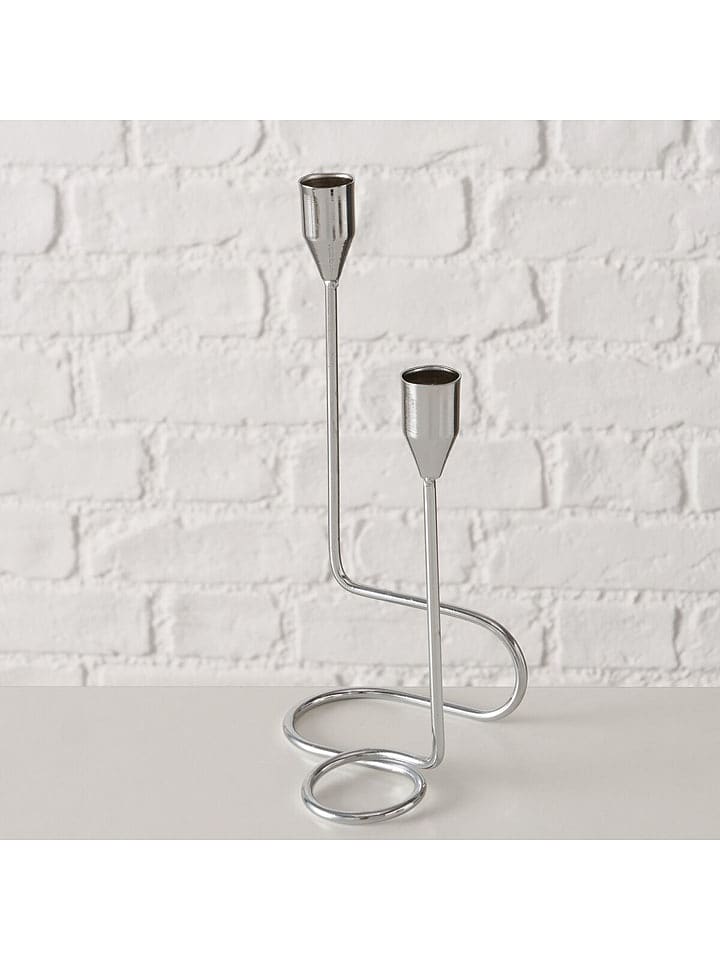 Boltze Świecznik "Timon" w kolorze srebrnym - 12 x 24 x 10 cm rozmiar: onesize